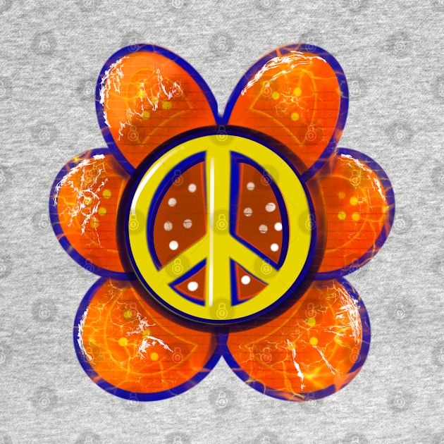 The Peace sign in orange flower hippy retro hippie Grunge by Artonmytee